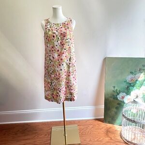 J Jill Love Linen Women XS Dress Floral Shift Cottage Tea Party Garden Euro Trip
